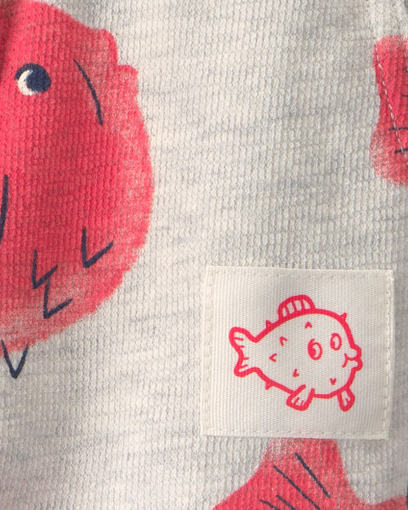 B&eacute;b&eacute; gar&ccedil;on - Short en jersey bouclette &agrave; motif poissons-globes - Gris/Rouge, image 3 sur 3 diapositives