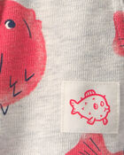 B&eacute;b&eacute; gar&ccedil;on - Short en jersey bouclette &agrave; motif poissons-globes - Gris/Rouge, image 3 sur 3 diapositives