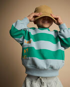 Toddler 'Look at Me!' Otter Sweatshirt&trade; with Pockets in Stripes - Green/Blue, image 4 of 5 slides