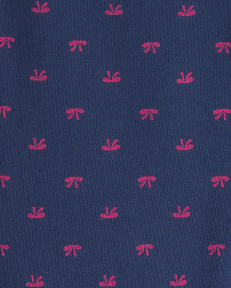 Girls Bow Cotton Pull-On Stretch Leggings - Navy Blue, image 3 of 4 slides
