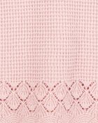 Girls Pointelle Sweater Knit Tank - Pink, image 2 of 3 slides