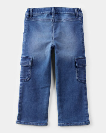 Toddler Knit Denim Cargo Jeans - Ozone Wash, 