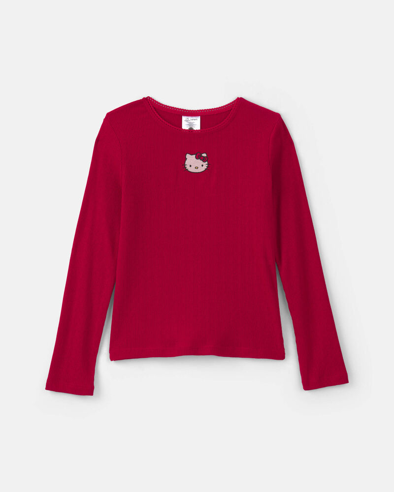 Filles - Haut manches longues &agrave; motif c&oelig;ur Hello Kitty&reg; &ndash; Rouge, image 1 sur 2 diapositives