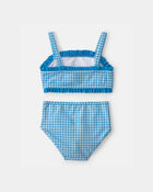 Girls 2-Piece Gingham Tankini Set - Blue, image 2 of 4 slides