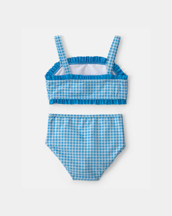 Girls 2-Piece Gingham Tankini Set - Blue, 