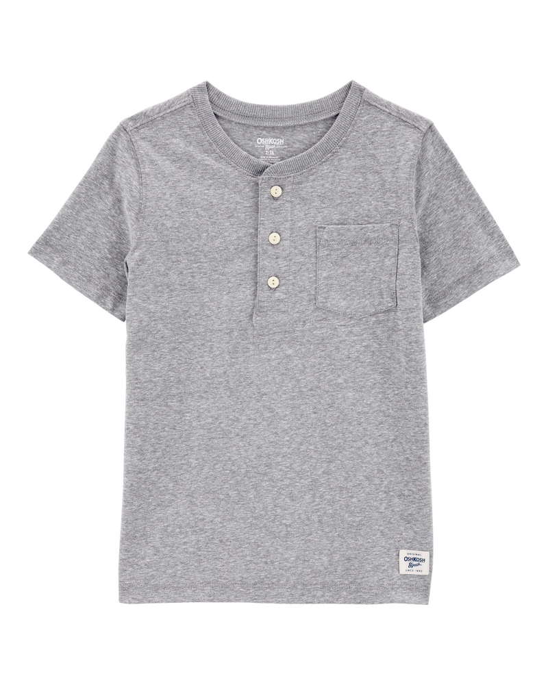 Kid Henley Short-Sleeve Shirt - Grey, image 1 of 3 slides
