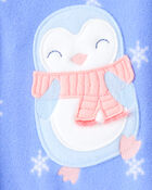 Baby Girl Penguin Fleece Long-Sleeve Loose Fit 1-Piece pyjamas - Blue, image 4 of 5 slides