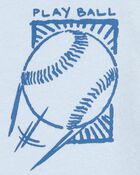 Tout-petit T-shirt à manches courtes imprimé de baseball - Bleu, image 3 sur 4 diapositives