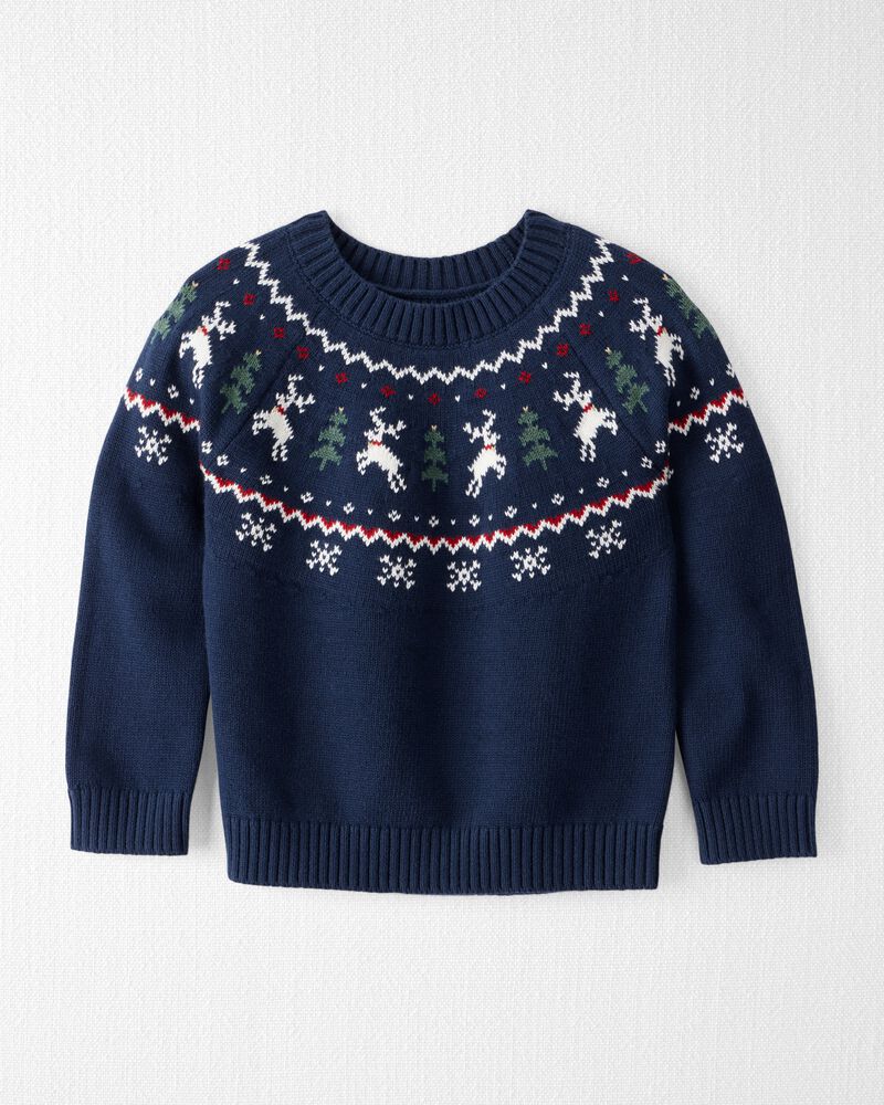 Toddler Organic Cotton Fair Isle Sweater Knit Pullover, image 1 of 5 slides