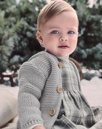 Baby Organic Cotton Signature Stitch Cardigan, 