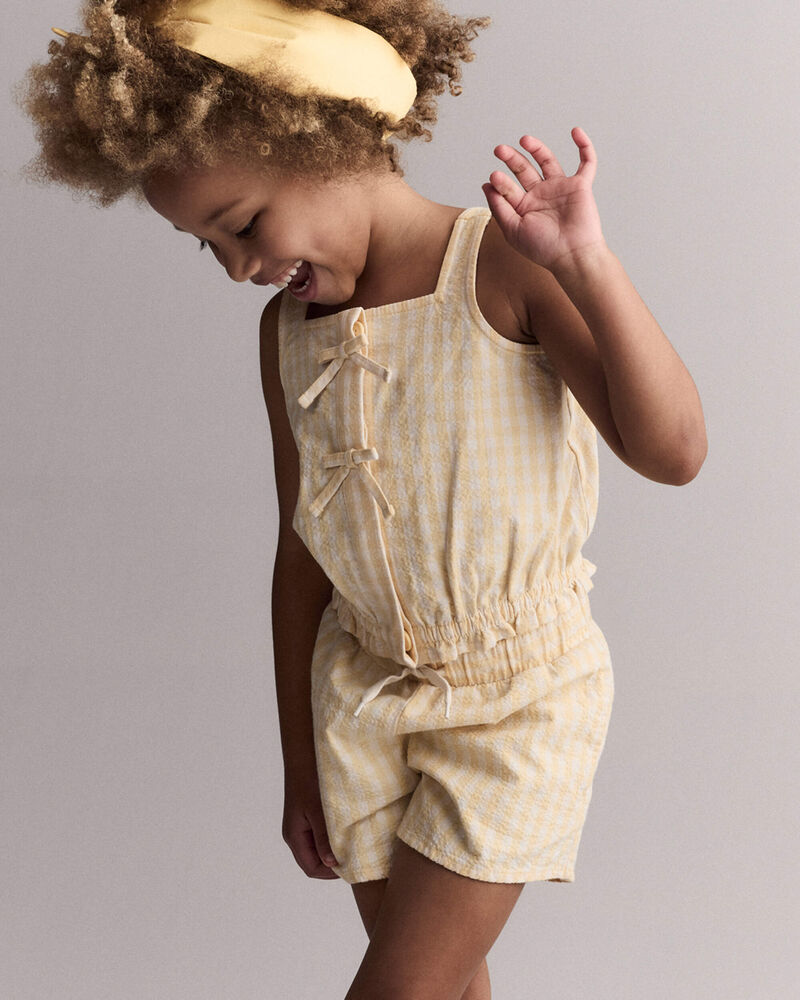 Toddler Girl Gingham Peplum Shorts &ndash; Yellow, image 4 of 7 slides