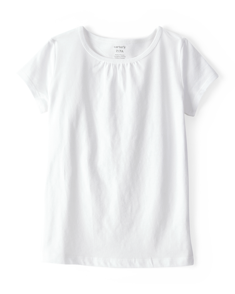 Kid White Cotton Tee, image 1 of 4 slides