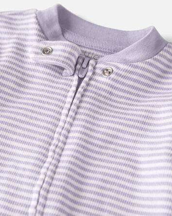 Baby Organic Cotton Striped Sleeper Pyjamas, 