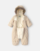Baby Girl 1 Piece Applique Embroidery Snowsuit- Beige, image 2 of 3 slides