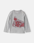 Tout-petit gar&ccedil;on - T-shirt &agrave; imprim&eacute; camion d'incendie - Gris, image 1 sur 2 diapositives