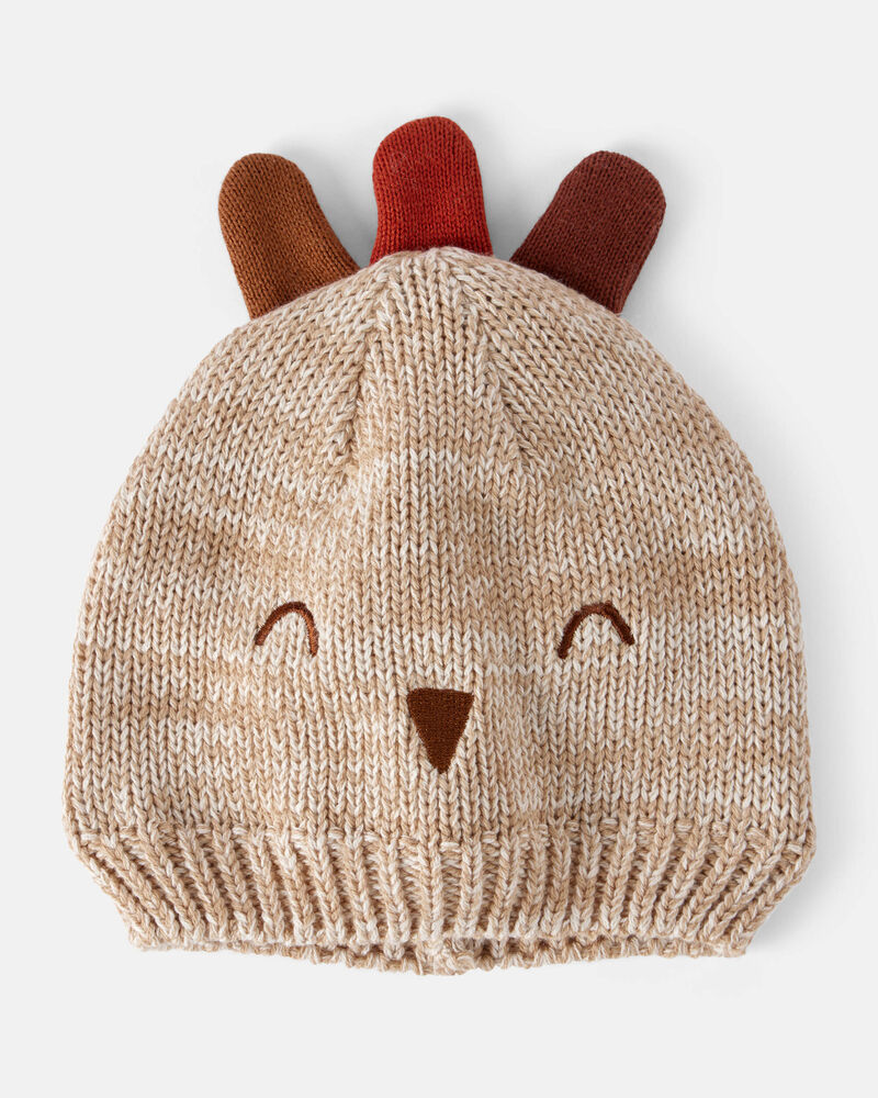 Baby Thanksgiving Turkey Crochet Hat - Beige, image 1 of 2 slides