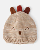 Baby Thanksgiving Turkey Crochet Hat - Beige, image 1 of 2 slides