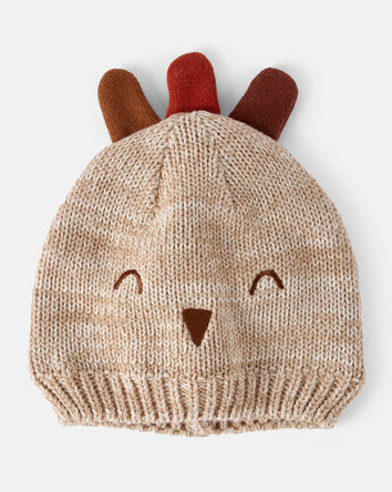 Bébé - Bonnet crocheté à motifs de dinde de l’Action de grâce - Beige, 