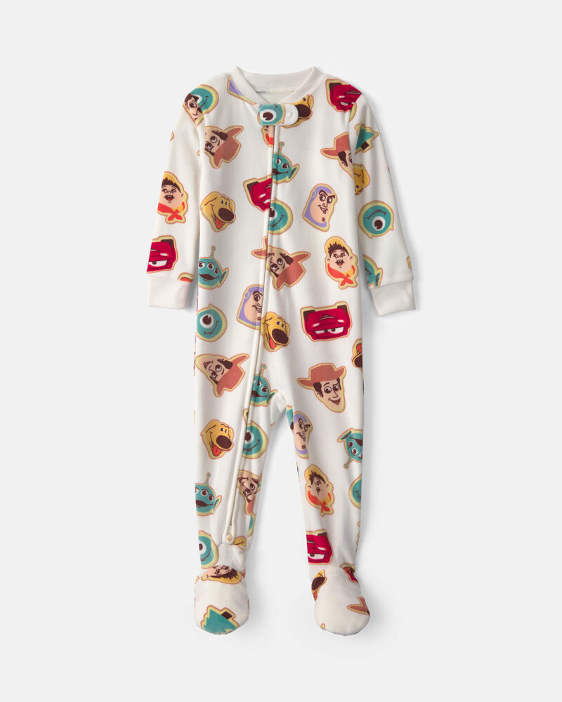 Baby Boy 1-Piece Pixar 2-Way Zip DreamPlush Snug Fit Footed Pyjama - Cream, image 1 of 5 slides