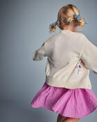 Toddler Girl Embroidered Cardigan Sweater with Flowers - Cream, image 5 of 6 slides