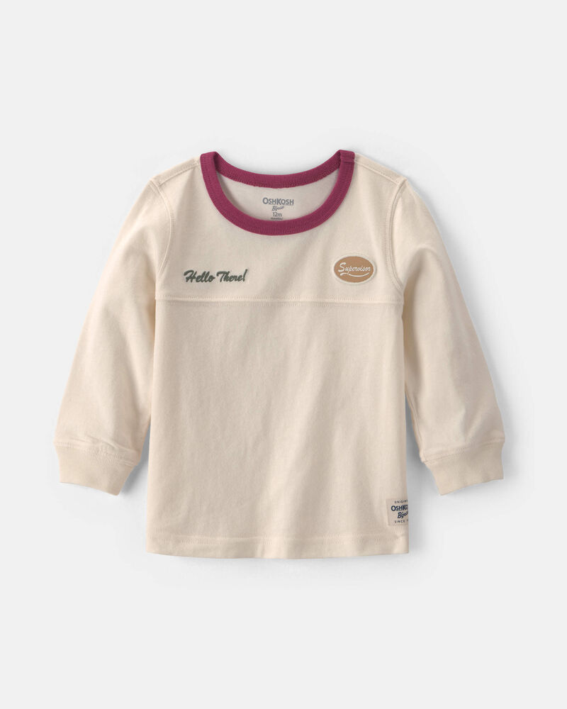 Baby Boy 'Supervisor' Long-Seeve Tee - Ivory, image 1 of 3 slides