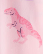 Baby Girl Dinosaur Print DreamPlush Snug Fit Long-Sleeve 2-Way Zip 1-Piece Pyjamas - Pink, image 3 of 4 slides