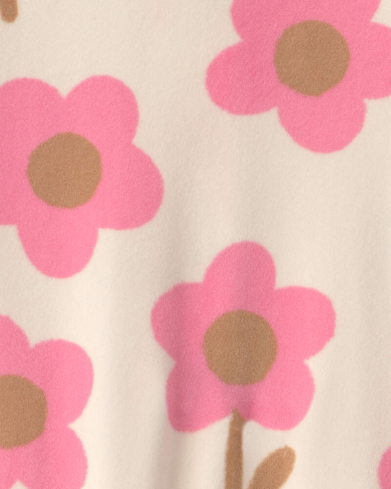 Baby Girl Floral Fleece 2-Way Zip Sleeper  - Cream, image 4 of 5 slides