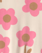 Baby Girl Floral Fleece 2-Way Zip Sleeper  - Cream, image 4 of 5 slides