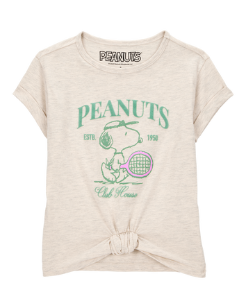 Kid Peanuts Tie Front Graphic Tee - Grey, 