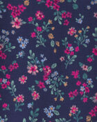 Baby Girl Floral 100% 2-Way Zip Cotton Sleeper - Navy, image 4 of 6 slides