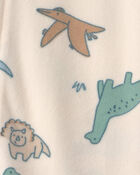 Baby Boy 1-Piece Dino 2-Way Zip DreamPlush Snug Fit Pyjama - Cream, image 4 of 5 slides