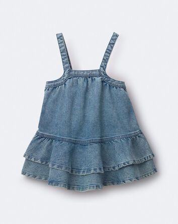 Toddler Girl Ruffle Denim Skirtall in Avenue Wash - Blue, 