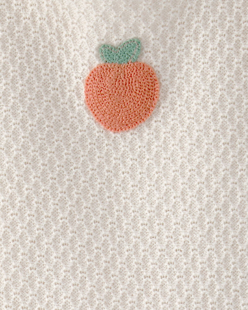 B&eacute;b&eacute; fille - Ensemble 2 pi&egrave;ces haut et short style crochet, p&ecirc;che - Cr&egrave;me, image 3 sur 3 diapositives