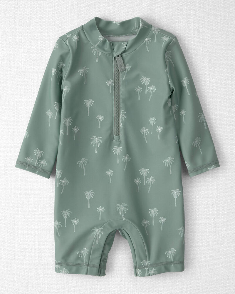 Baby Boy Recycled Long-Sleeve Romper in Palm Tree Print, image 1 of 5 slides