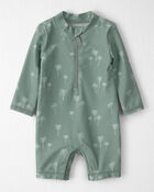 Baby Boy Recycled Long-Sleeve Romper in Palm Tree Print, image 1 of 5 slides
