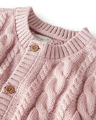 Baby Girl Organic Cotton Cable Knit Cardigan, image 2 of 4 slides