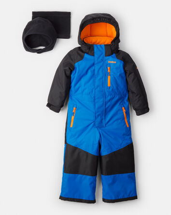 Baby Boy 1-Piece Taslan Color Block Snowsuit  Set - Blue, 