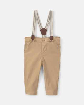 B&eacute;b&eacute; gar&ccedil;on - Pantalon en serg&eacute; avec bretelles - Kaki, 