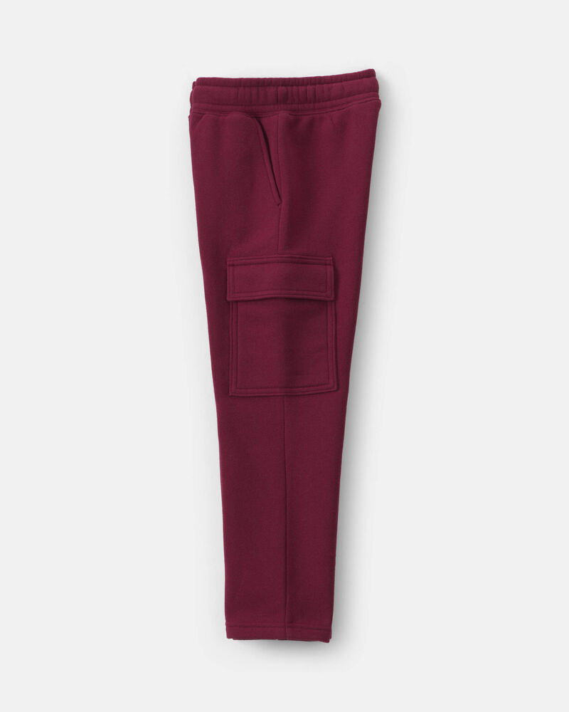 Boys Fleece Cargo Pants - Burgundy, image 3 of 5 slides