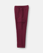 Boys Fleece Cargo Pants - Burgundy, image 3 of 5 slides
