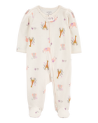 Baby Animal Print 2-Way Zip Cotton Sleeper, image 1 of 4 slides