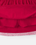 Filles - Ensemble manches longues en molleton avec n&oelig;ud et jupe-short en tulle &ndash; Cr&egrave;me/Rouge, image 3 sur 5 diapositives