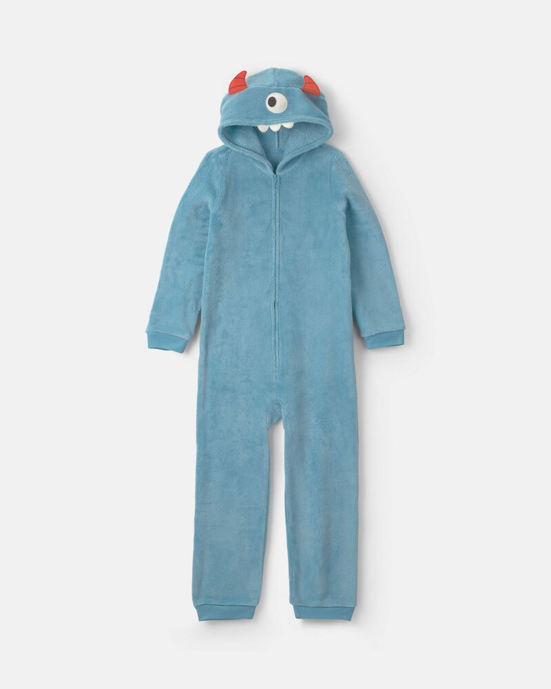 Gar&ccedil;ons - Pyjama costume 1 pi&egrave;ce en molleton &agrave; motif monstre d&rsquo;Halloween &ndash; Bleu, image 1 sur 3 diapositives