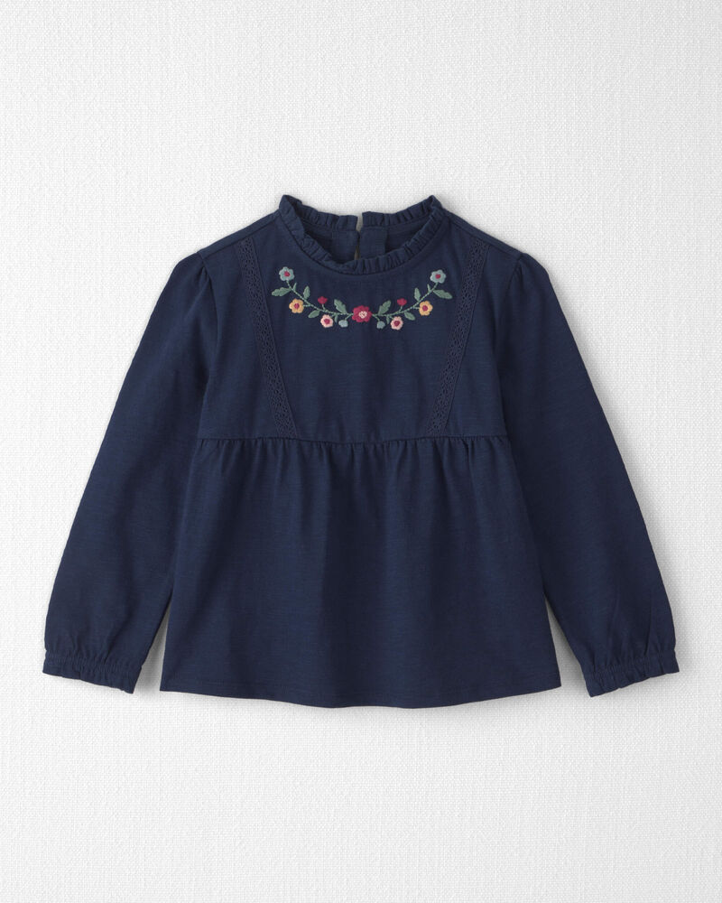 Tout-petit fille - Haut p&eacute;plum en coton biologique &agrave; broderie, image 1 sur 3 diapositives