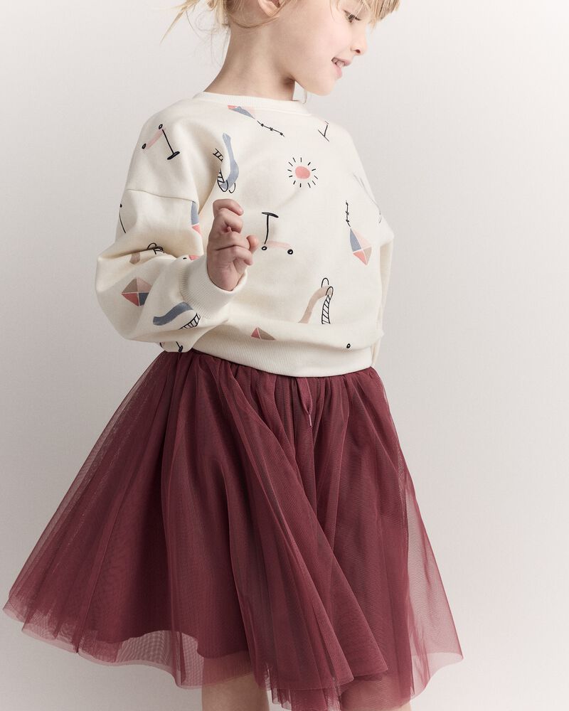 Toddler Girl Avenue Twirl™ Midi Skirt with Tulle - Burgundy, image 3 of 7 slides