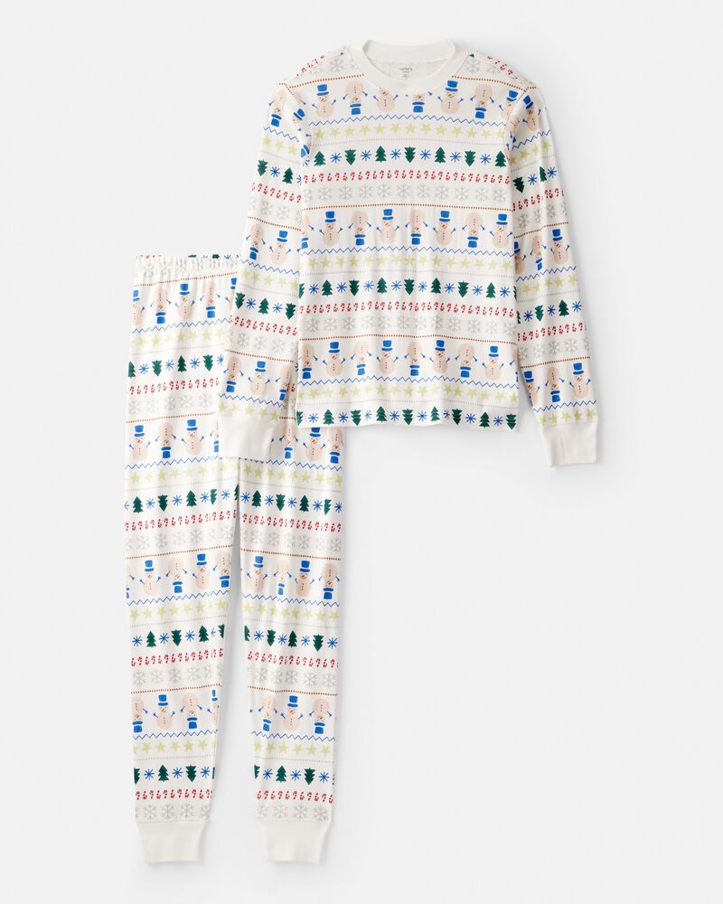 Adult Christmas Fair Isle 100% Cotton Long-Sleeve Snug Fit - White, image 1 of 3 slides