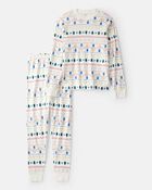 Adult Christmas Fair Isle 100% Cotton Long-Sleeve Snug Fit - White, image 1 of 3 slides