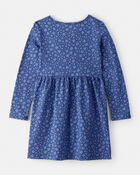 Girls Floral Print Long Sleeve Cotton Dress - Blue, image 2 of 4 slides