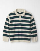 Boys Organic Cotton Sweater Knit Polo in Stripes, image 1 of 3 slides