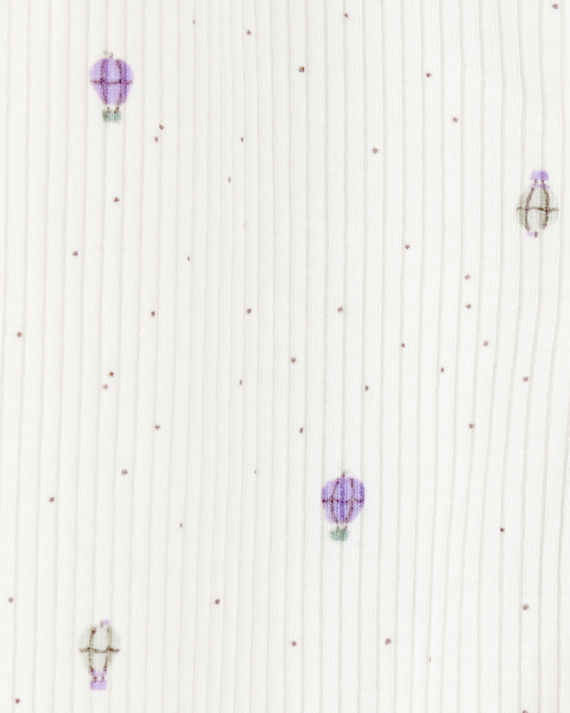 Baby Girl Air Balloon 2-Way Zipper Textured Sleeper, image 2 of 3 slides